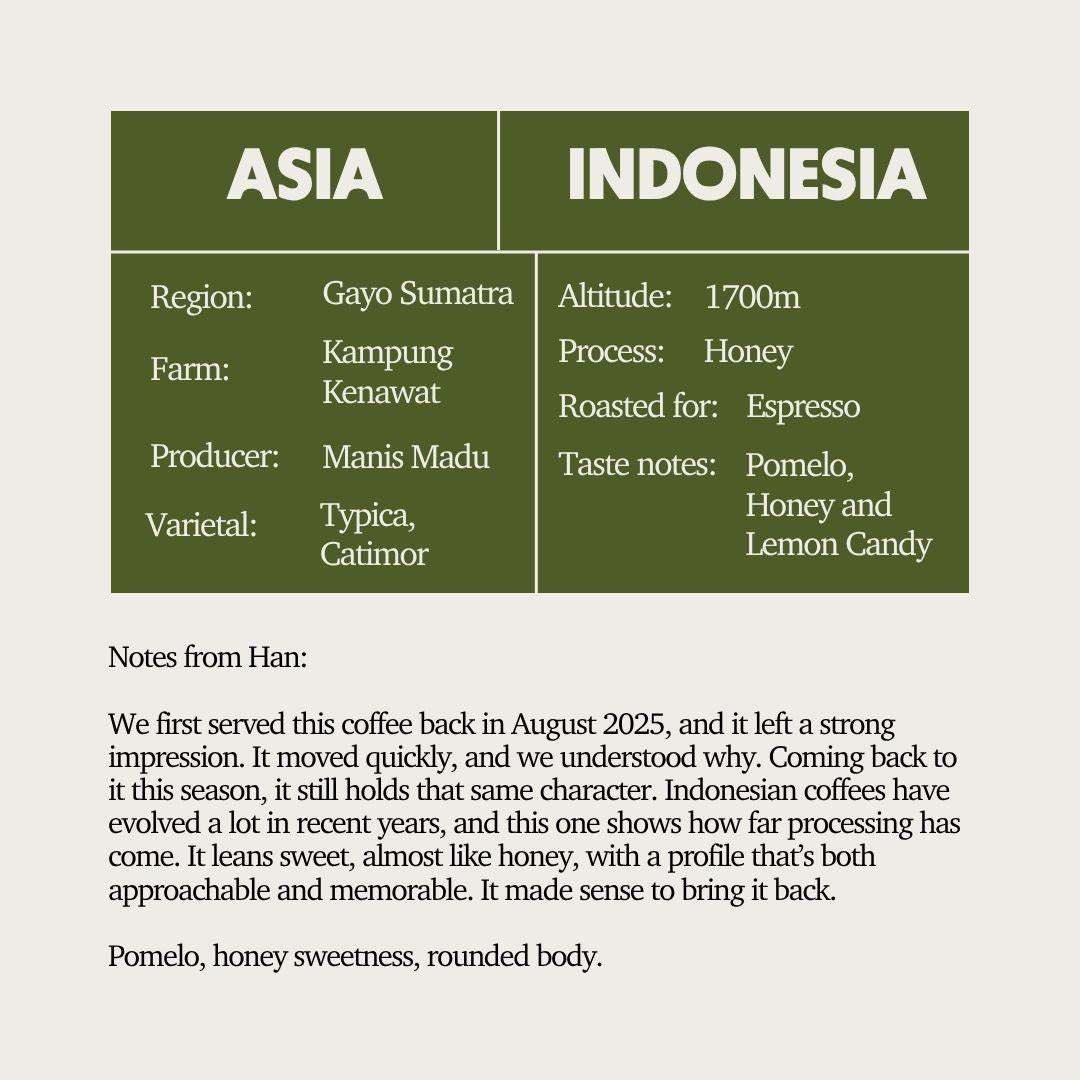 SOE - Indonesia Gayo Sumatra Manis Madu