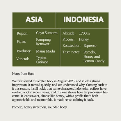 SOE - Indonesia Gayo Sumatra Manis Madu