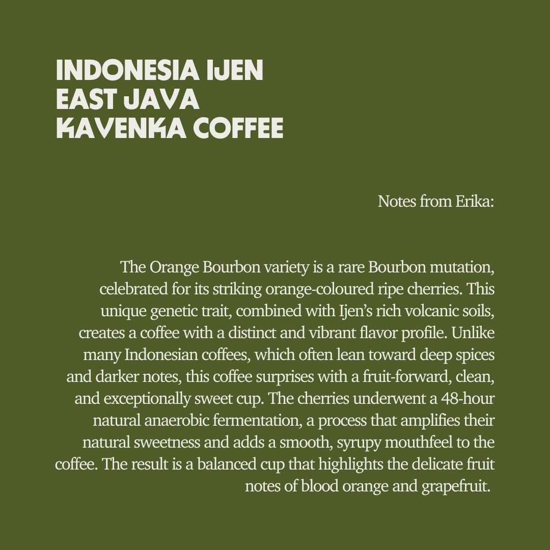 Indonesia - Ijen East Java Kevenka Coffees Orange Bourbon