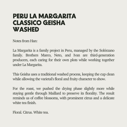 [LIMITED] Peru La Margarita Classico Washed Geisha